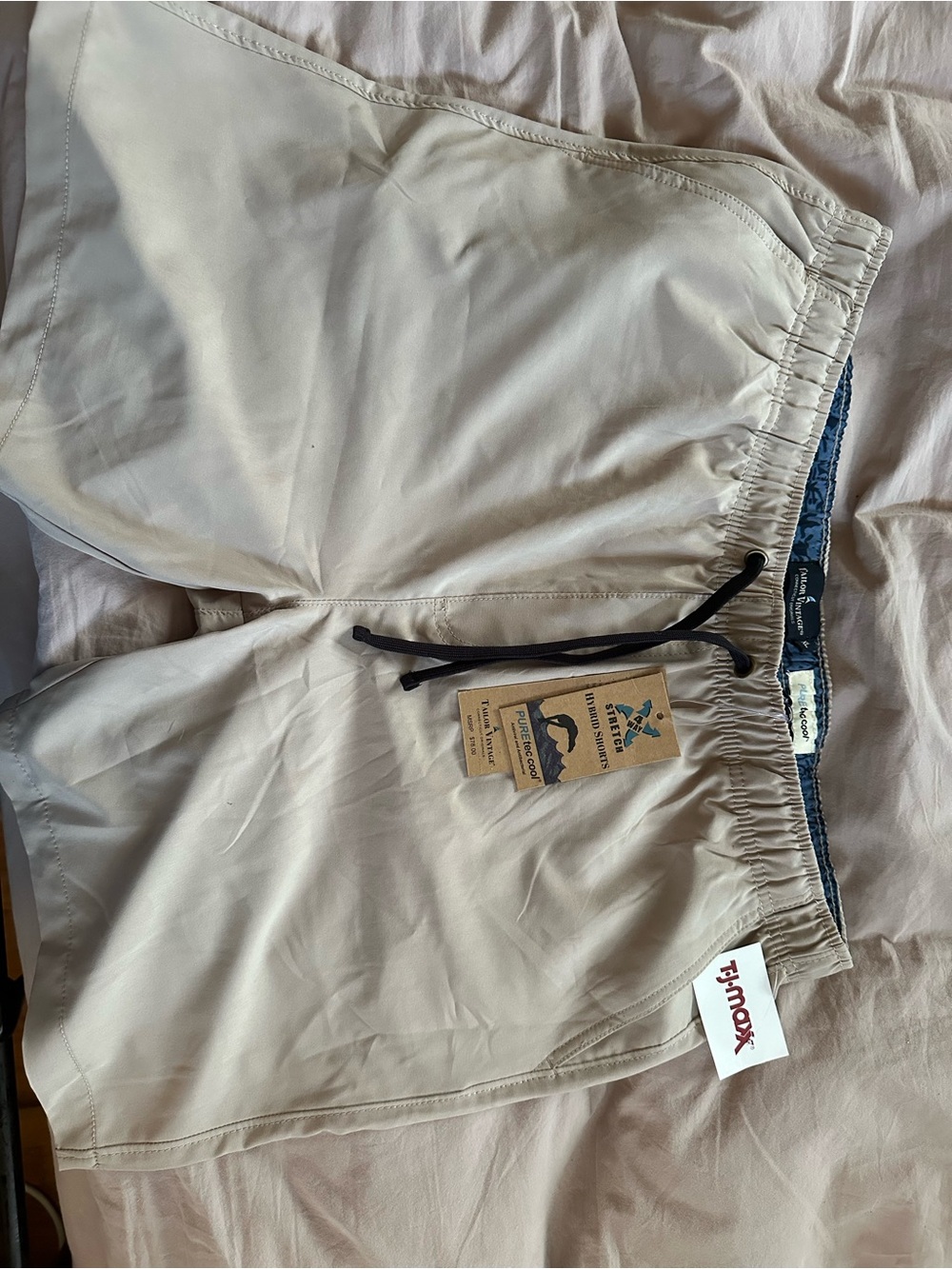 Tailor Vintage Cream Hybrid Shorts with Black Drawstring